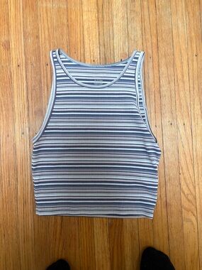 AE Striped Ribbed Cropped Tank Top